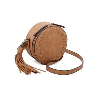 NWT Bohemian Western Sticked Round Crossbody Bag in Brown